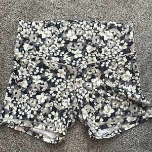 Aerie Black and White Bike Shorts Floral Pattern